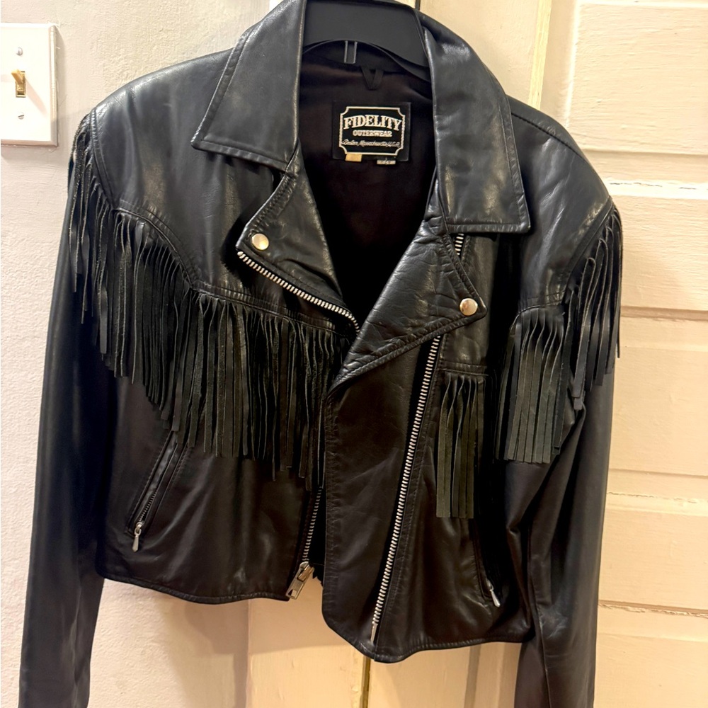 Vintage Leather Jacket with Fringe
